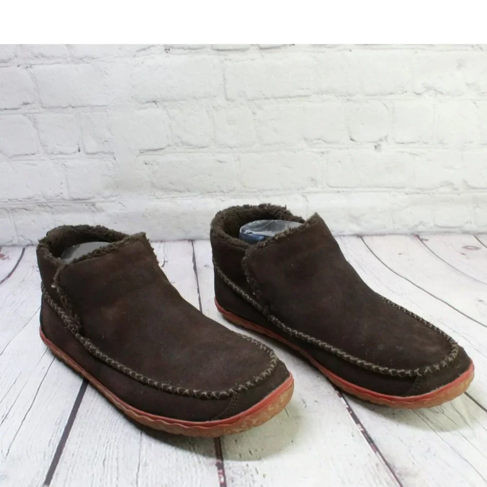 LL Bean Brown Suede Fleece Lined Mountain Moccasin Slippers Boot Size 10 M - Picture 3 of 9